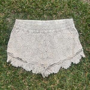 Ecoté Cream Crochet Lace Boho Festival Shorts